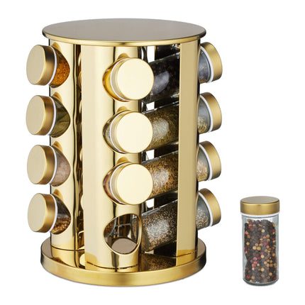 Carousel for golden spices with 16 glasses