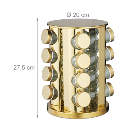 Carousel for golden spices with 16 glasses