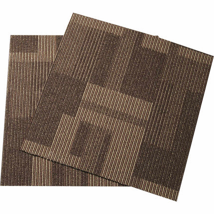 Carpet Tiles, 24x24 In, Padded, 24-Pack, Mixed Brown