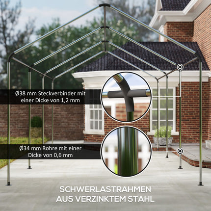 Carport 3x6 m tente garage avec portes roulantes, toit, parois latérales amovibles, résistant aux UV étanche tente de garage abri tente de stockage tente de pâturage auvent de garage pour voiture, camion, SUV, bateau, vert