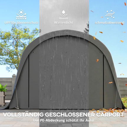 Carport Zelt 3x6m Wasserdicht mit Abnehmbaren Seiten