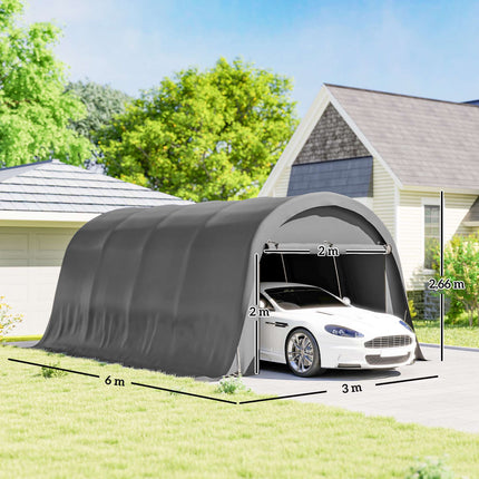 Carport Zelt 3x6m Wasserdicht mit Abnehmbaren Seiten