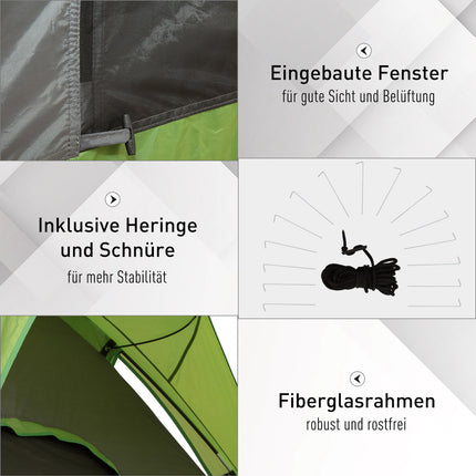 Campingzelt für 4-5 Personen, Fiberglas-Polyester, grün