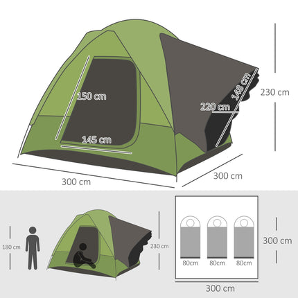 Campingzelt für 4-5 Personen, Fiberglas-Polyester, grün