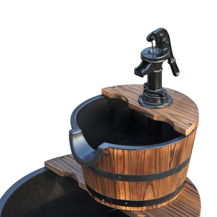 Gartenbrunnen mit Wasserfall, Tannenholz, 44,5 x 58,5 cm