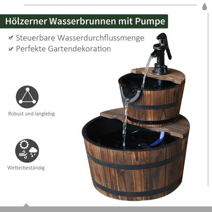 Gartenbrunnen mit Wasserfall, Tannenholz, 44,5 x 58,5 cm