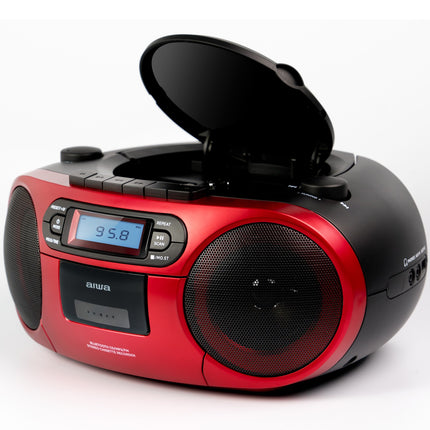 Kassettenradio CD/UKW-Radio/Kassettenband/USB/BT Rot