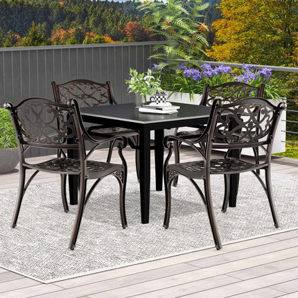 Gartenspeisesessel aus Aluminiumguss, 2er-Set, Armlehnen, Bronze