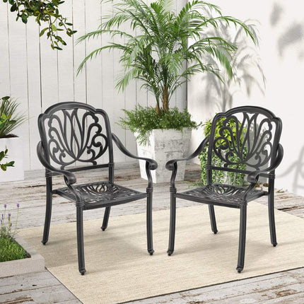 Gartenstühle aus Aluminiumguss, stapelbar, 2er-Set, schwarz