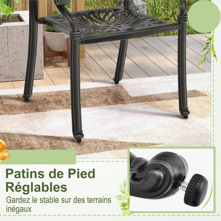 Gartenstühle aus Aluminiumguss, stapelbar, 2er-Set, schwarz