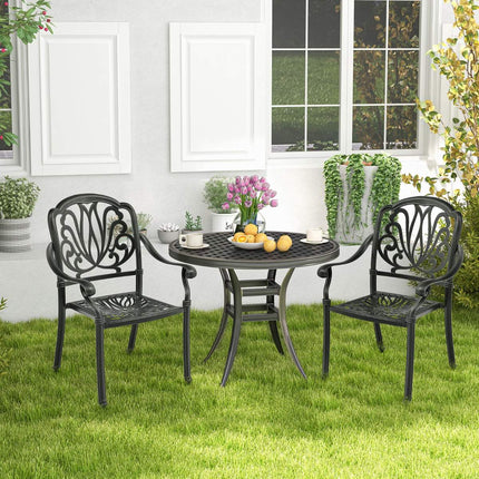Gartenstühle aus Aluminiumguss, stapelbar, 2er-Set, schwarz