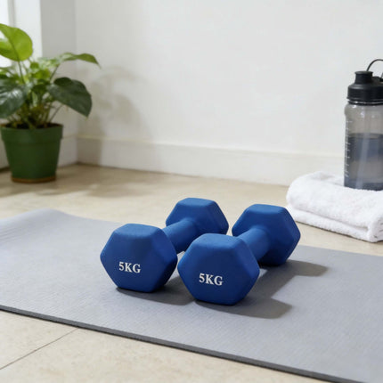 Cast Iron Dumbbells Pair, Ergonomic Grip, 1-5kg