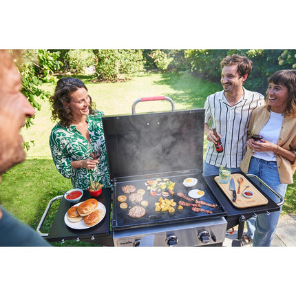 Cast Iron Griddle with Burners, 48x68 cm, Drip Tray