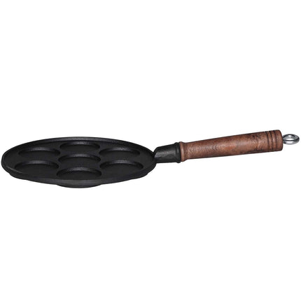 Gusseiserne Grillplatte mit Holzgriff