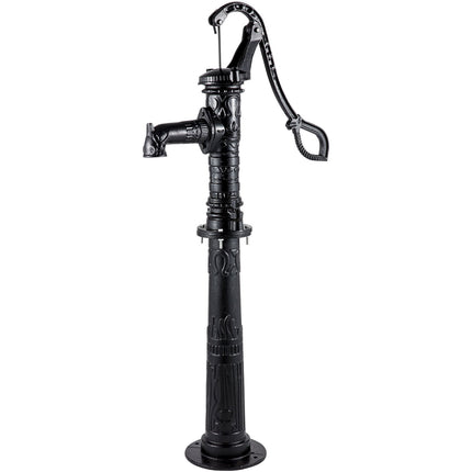 Cast Iron Hand Water Pump With Stand, 6m Depth, Black