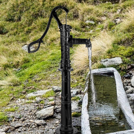 Cast Iron Hand Water Pump With Stand, 6m Depth, Black