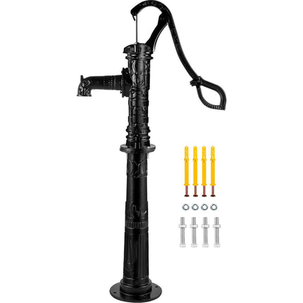 Cast Iron Hand Water Pump With Stand, 6m Depth, Black