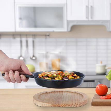 Cast Iron Serving Pan with Wooden Trivet