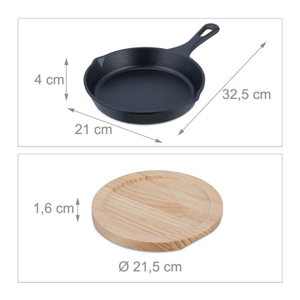 Cast Iron Serving Pan with Wooden Trivet