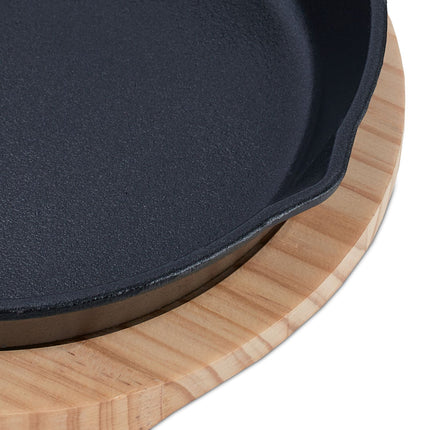 Cast Iron Serving Pan with Wooden Trivet