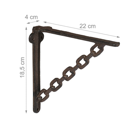 Cast Iron Shelf Brackets, Chain Design, Set of 4
