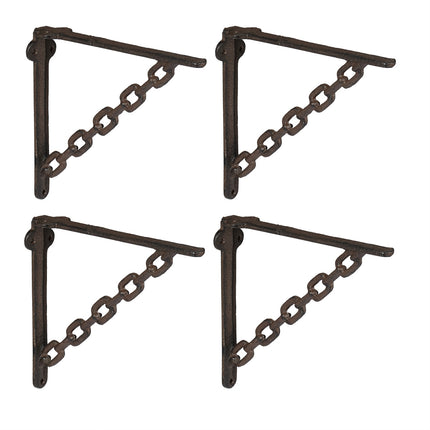 Cast Iron Shelf Brackets, Chain Design, Set of 4