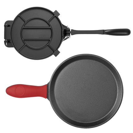Cast Iron Tortilla Press 10 Inch, Handle, 100 Parchment Sheets