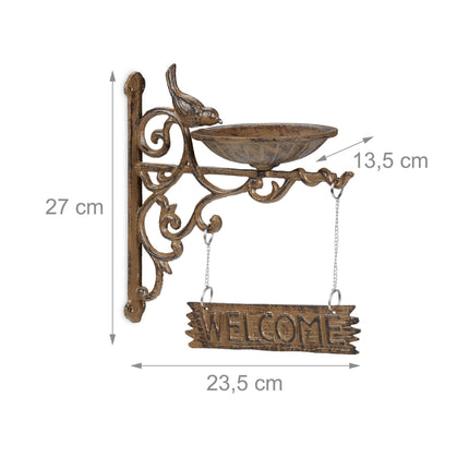 Cast iron bird bath WELCOME