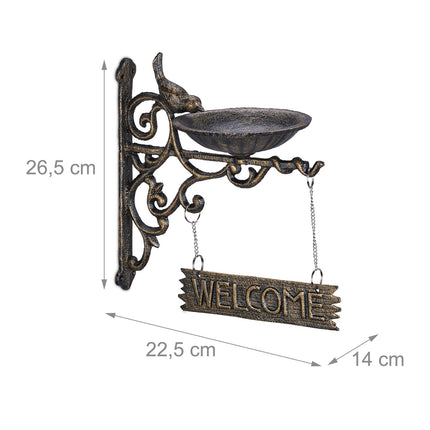 Cast iron bird bath Welcome