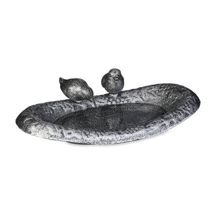 Cast iron bird bath with birds