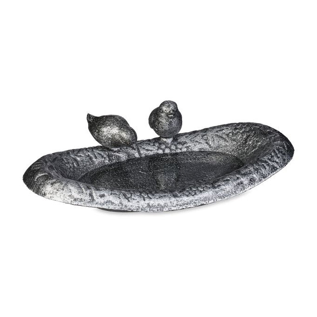Cast iron bird bath with birds