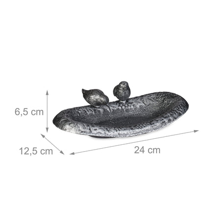 Cast iron bird bath with birds