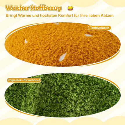 Katzenhöhle, Hamburger-Form, Plüschkissen, Orange