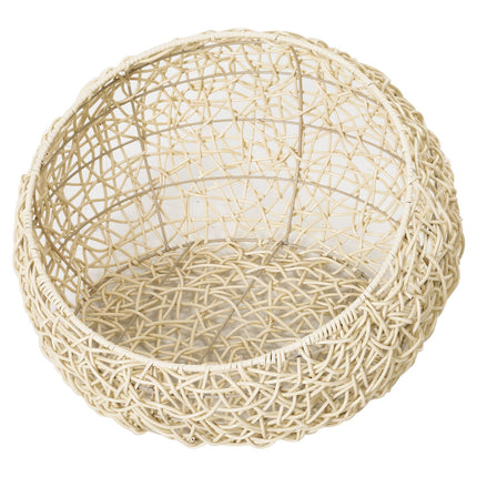 Rattan-Katzenhöhlenbett – Gemütlich beige mit Kissen, 56x35 cm