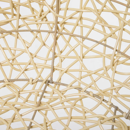 Rattan-Katzenhöhlenbett – Gemütlich beige mit Kissen, 56x35 cm