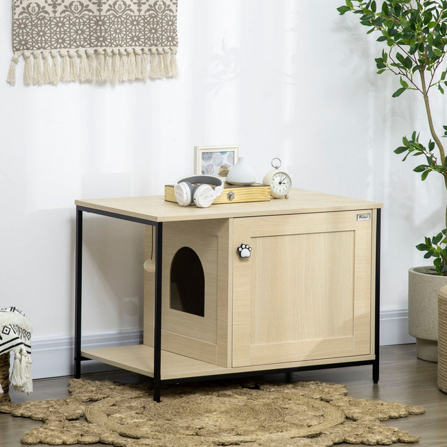 Katzenklo-Schrank, Eiche, Magnettür, Spielball, 86x48x52 cm
