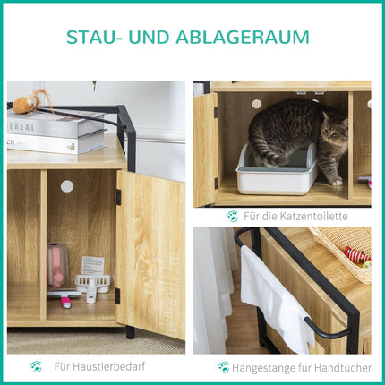 Katzenkabinett - Naturholz, multifunktional, 82x51x54 cm