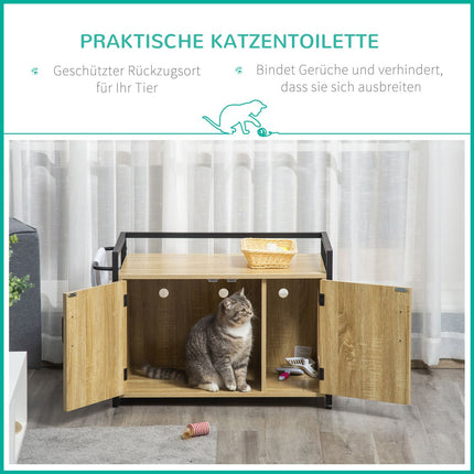 Katzenkabinett - Naturholz, multifunktional, 82x51x54 cm