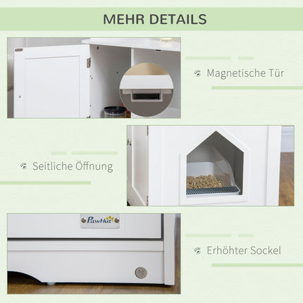 Weiße Katzentoilette mit verstellbarer Trennwand 86cm