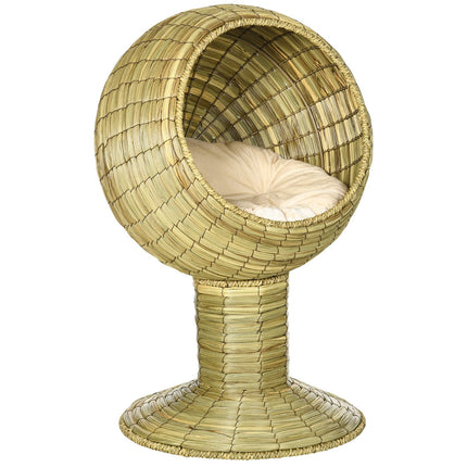 Niche pour chat moderne avec coussin, jonc de mer, base amovible, pour salon, 41 x 41 x 71,5 cm