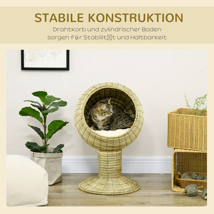 Niche pour chat moderne avec coussin, jonc de mer, base amovible, pour salon, 41 x 41 x 71,5 cm