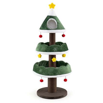 Cat Christmas Tree Tower with Condo and Scratching Posts