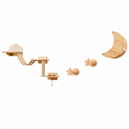 Katzenkletterwand-Set – 6-teilig, Hängematte, Kratzbaum