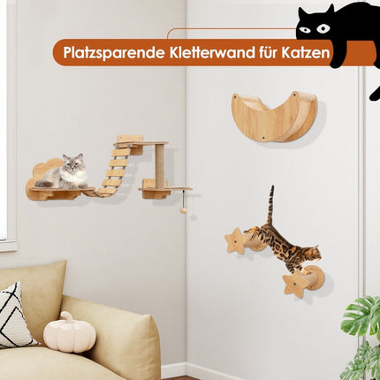Katzenkletterwand-Set – 6-teilig, Hängematte, Kratzbaum