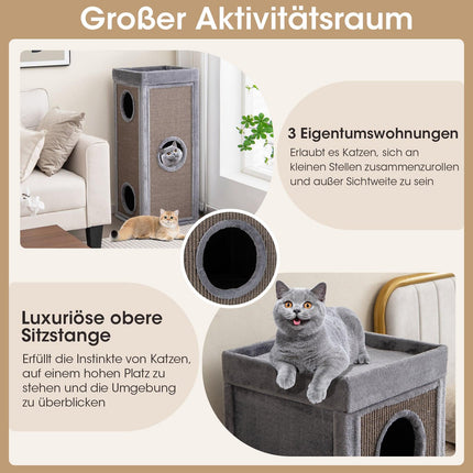 Cat Condo with 4 Levels, 99 cm, Sisal Scratch Posts