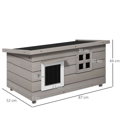 Winterfeste Katzenhütte für draußen – Dachpappe, Fichtenholz