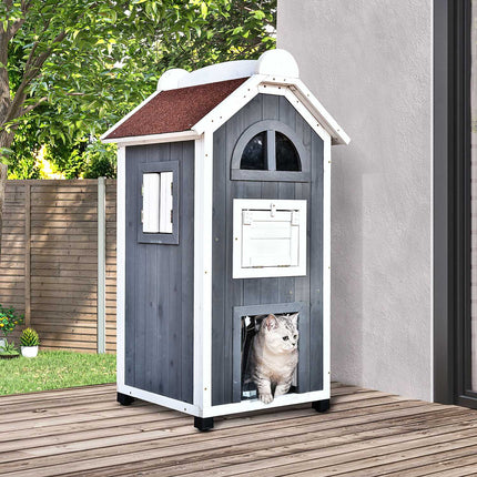Katzenhaus oder Katzentoilette - Fichtenholz, Dachpappe