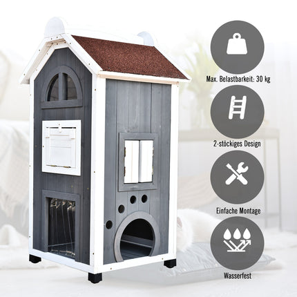 Katzenhaus oder Katzentoilette - Fichtenholz, Dachpappe