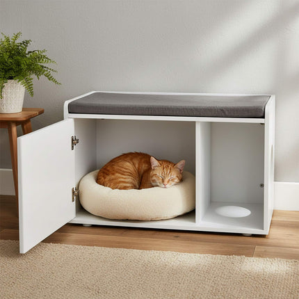 Cat Litter Box Cabinet With Bench
