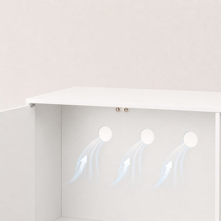Cat Litter Box Cabinet with 2 Push-to-Open Doors, 50 x 80 x 50 cm, White